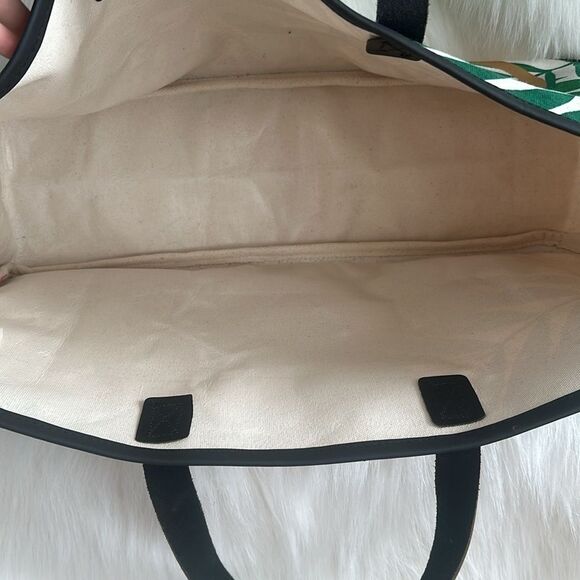 Babe Large Green Beige Tropical Vacation Beach Tote Bag - Picture 7 of 8